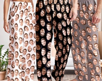 Custom Face Pajama Pants: Personalized Photo Trousers for Men, Birthday Gifts