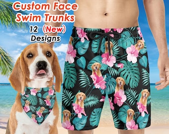 Custom Pet Face Swim Trunks: Personalized Dog Photo Beach Shorts