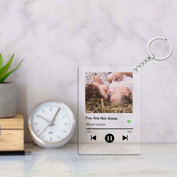 Custom Acrylic Music Code Keychain Women Men Personalized Photo Album Cover Song