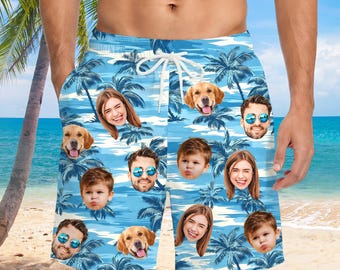Custom Photo Swim Trunks, Personalized Men's Board Shorts, gifts for men