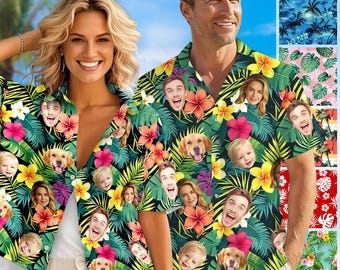 Custom Face Hawaiian Shirt, Personlized Photo Shirts Gifts for Dad, summer beach shirt