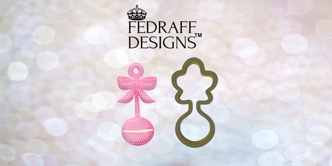 Baby Rattle With Bow Infant Cookie Cutter and Fondant Cutter Etsy