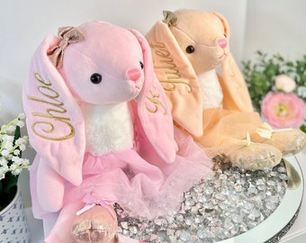 Personalized ballerina bunny, Easter bunny rabbit, embroidered bunny, ballerina plush, stuffed animal, gift new born, plush bunny doll