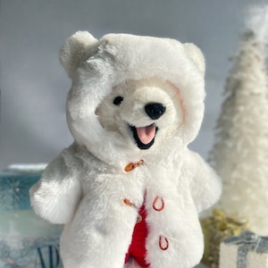 Polar Bear, Personalized Bear Plush 16, Large Polar Bear Toy, Teddy Bear Stuffed Animal, Bear with Fur Coat, Christmas decor, Gift for boys image 2