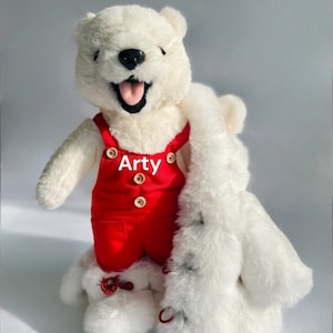 Polar Bear, Personalized Bear Plush 16, Large Polar Bear Toy, Teddy Bear Stuffed Animal, Bear with Fur Coat, Christmas decor, Gift for boys Arty toy with Name