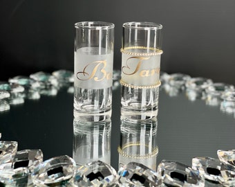 Shot glasses His and Hers, tequila glass, shot glasses and decanter, bachelor/bachelorette party shot glasses, bride and groom shot glasses