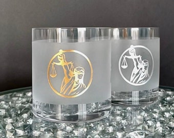 Gift for lawyer, gift for attorney, gift for lawyer graduation, gift for libra, justice whiskey glass personalized, crystal whiskey glass
