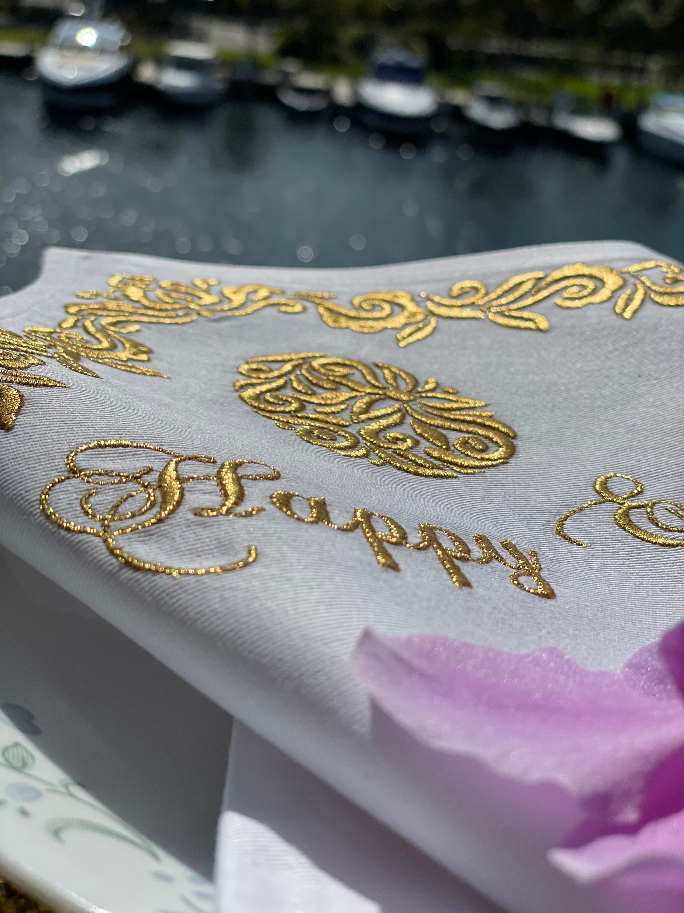 Gold Easter embroidered dinner cotton napkins personalized Etsy