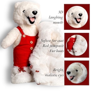 Polar Bear, Personalized Bear Plush 16, Large Polar Bear Toy, Teddy Bear Stuffed Animal, Bear with Fur Coat, Christmas decor, Gift for boys image 4