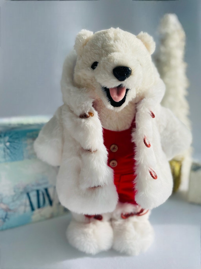 Polar Bear, Personalized Bear Plush 16, Large Polar Bear Toy, Teddy Bear Stuffed Animal, Bear with Fur Coat, Christmas decor, Gift for boys image 5