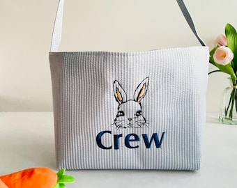 Easter Basket Personalized, Embroidered Easter Basket with name, Personalized Easter Bucket, Egg Hunt Basket, Easter Basket bunny rabbit