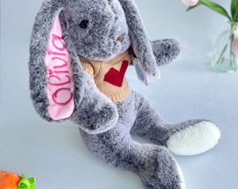 Easter Bunny, Personalized Bunny, Embroidered Bunny, First Easter, Bunny for Girls, Gift for boys, Stuffed Rabbit , Plush Bunny with name