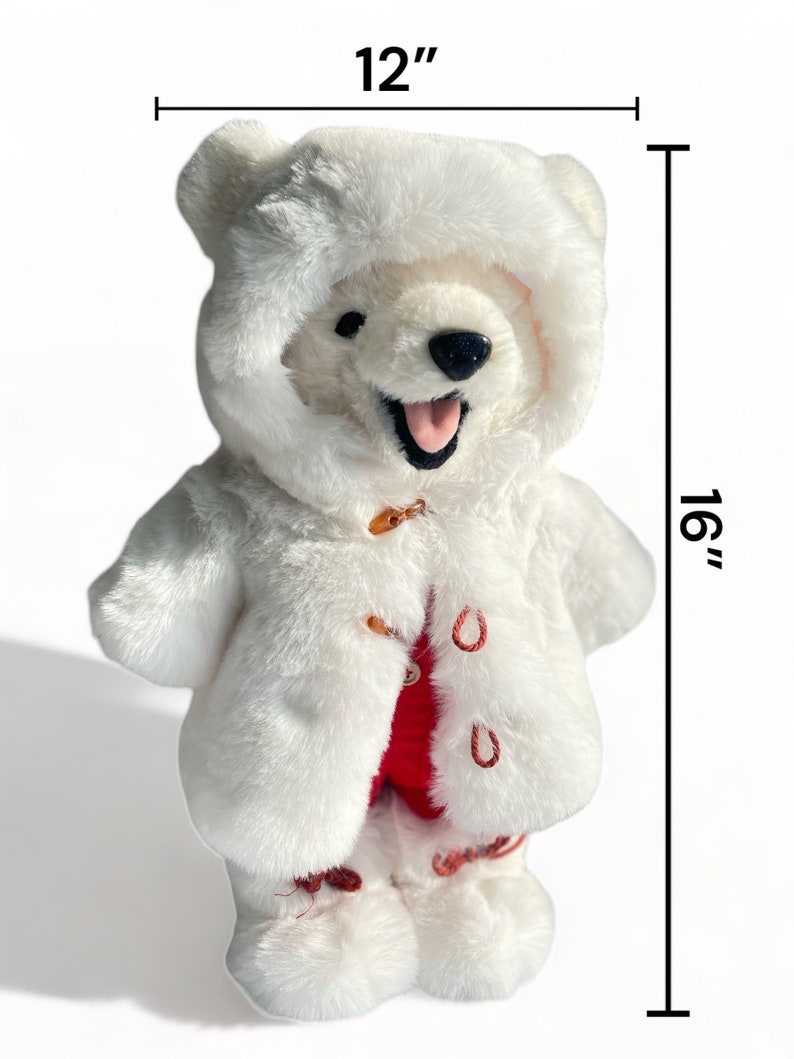 Polar Bear, Personalized Bear Plush 16, Large Polar Bear Toy, Teddy Bear Stuffed Animal, Bear with Fur Coat, Christmas decor, Gift for boys image 6