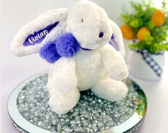 Personalized Bunny, Easter bunny, Embroidered Easter rabbit, My First Easter, Purple bunny, White bunny, Embroidered bunny, Baby 1st Easter