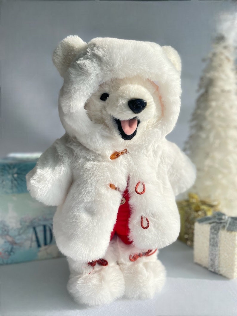 Polar Bear, Personalized Bear Plush 16, Large Polar Bear Toy, Teddy Bear Stuffed Animal, Bear with Fur Coat, Christmas decor, Gift for boys image 2