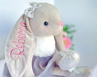 Personalized  bunny | baby shower gift | stuffed animal | Easter Basket | baby girl gift | ballerina bunny| ballerina doll|Custom Baby Gift