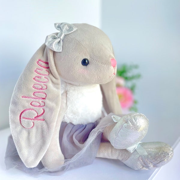 Personalisierte Hase | Baby-Dusche-Geschenk | Stofftier | Osternest | Baby Mädchen Geschenk | Ballerina Häschen | Ballerina Puppe|Baby Geschenk