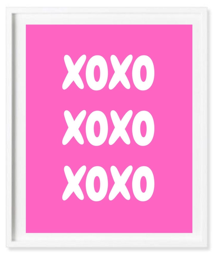 Trendy XOXO Pink Wall Art. XOXO Printable. Art Print. Pink Poster. Dorm