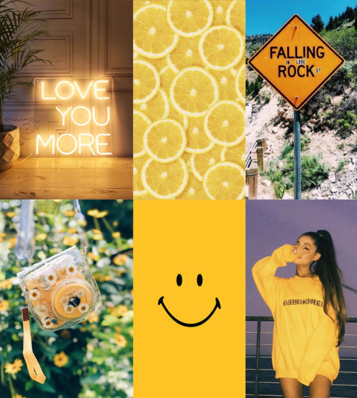 Trendy Yellow Happy Vibes Wall Collage Kit Digital Download Etsy