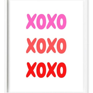 Trendy XOXO Pink & Red Wall Art. XOXO Print. Art Print. XOXO Poster. Dorm Room. Love Poster. Room Decor. Fun Printable. Digital Download.