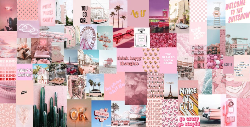 Trendy Light Pink Aesthetic Wall Collage Kit Digital - Etsy