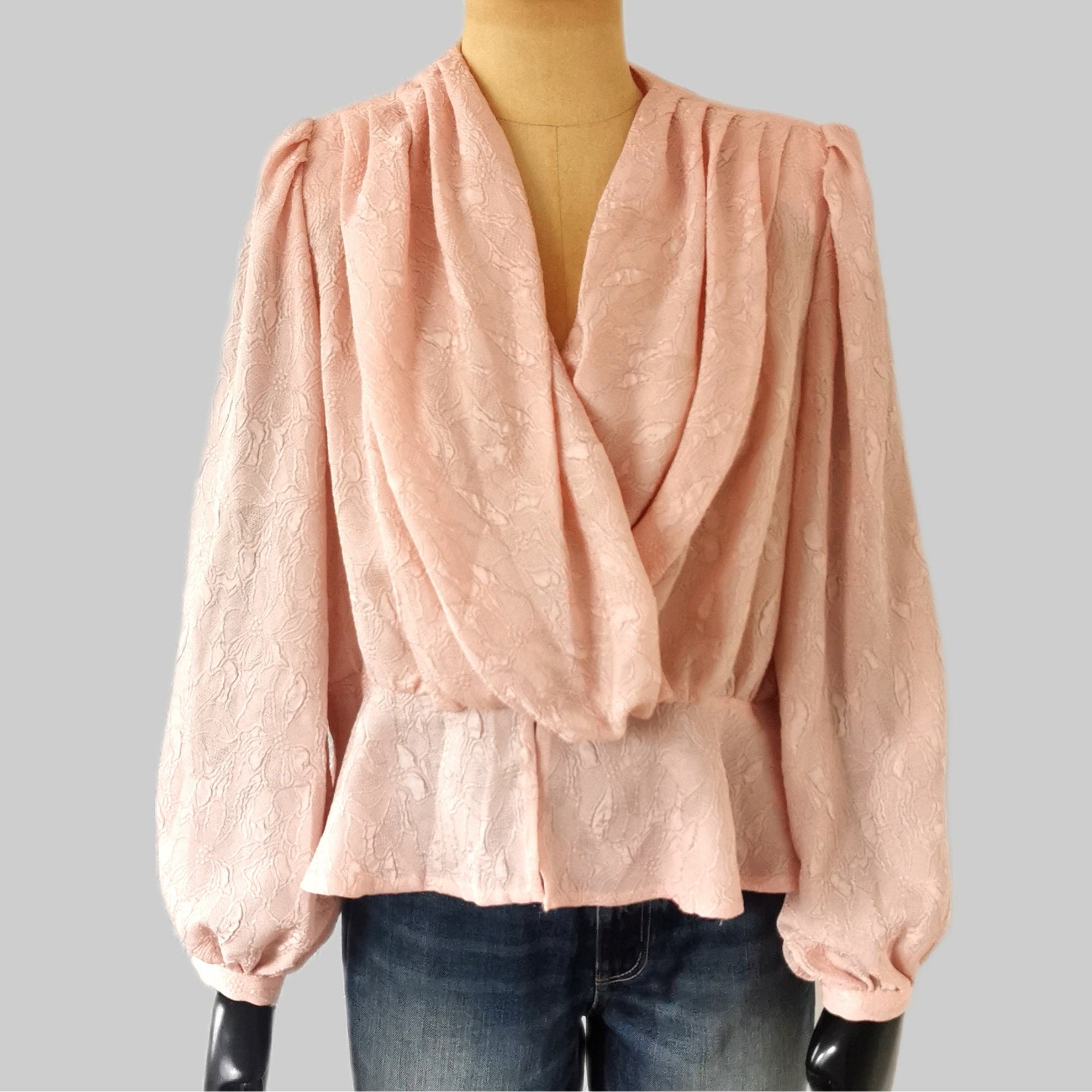 Powder Pink Long Sleeves Women Wrap Top, Multiway Versatile Casual Hippie  Blouse, Fitted Winter Top, Tie Around Yoga Wrap Shirt for Work 