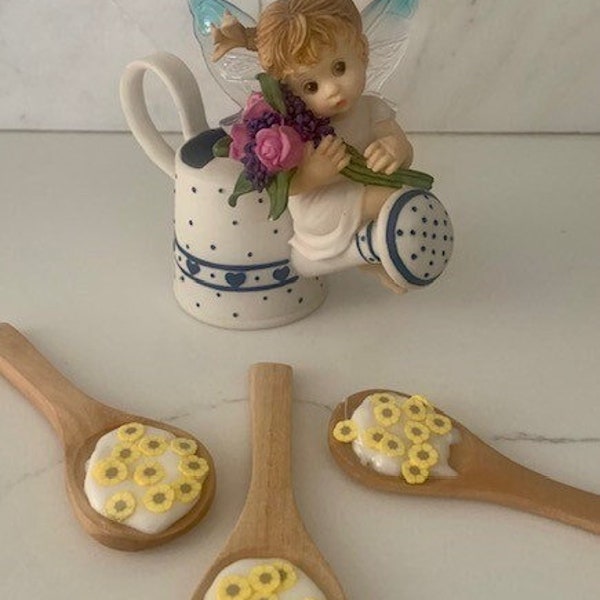 Spring, Easter, Mini Wooden Spoons,  Tiered Tray Decor, Coffee Bar Decor, Flowers, Tea Station, Spring Decor