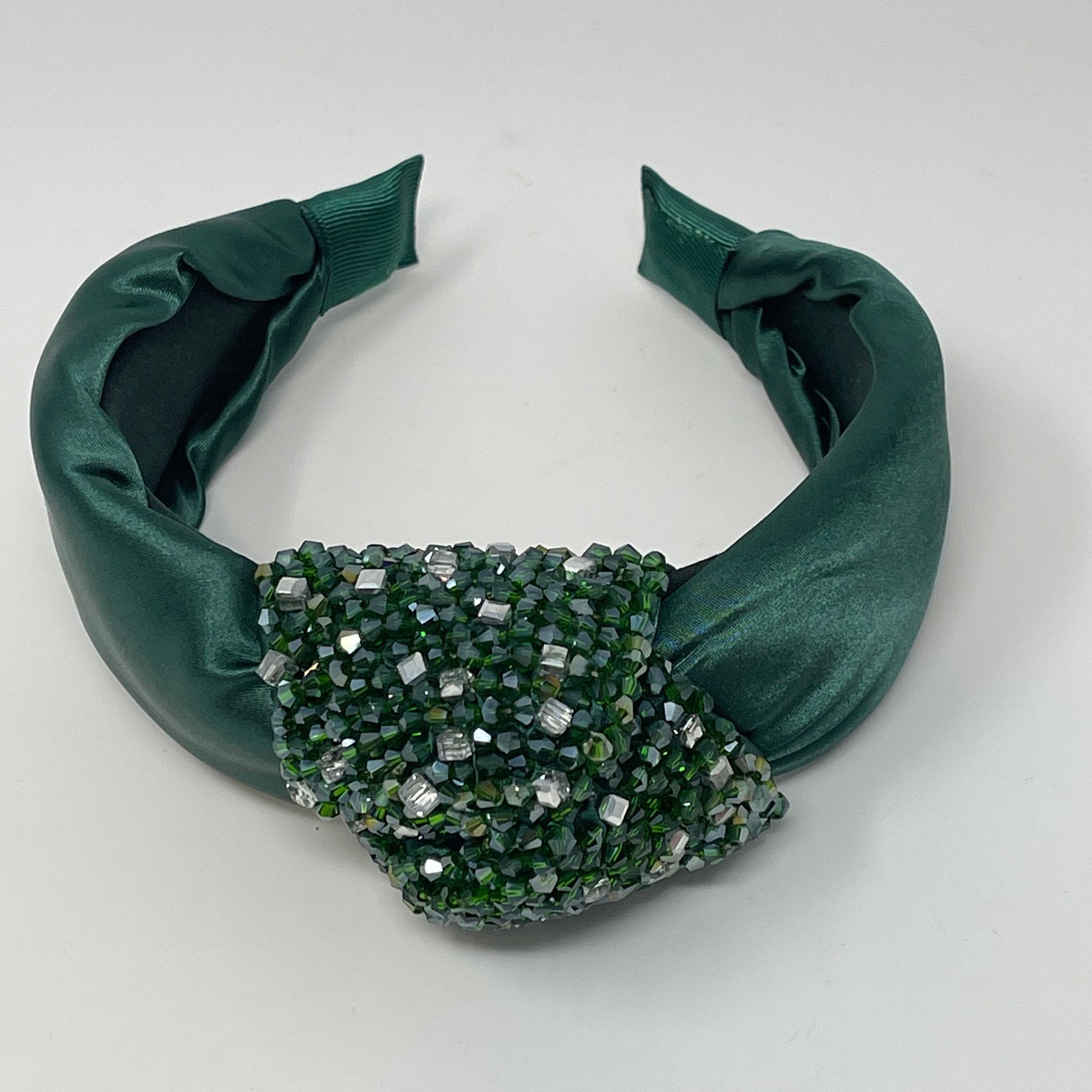 Jeweled Headbands, Satin, Padded, Jewel Tones, Headwear, Handmade