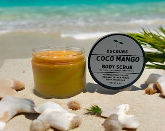 Exfoliante corporal tropical con coco, mango y azúcar