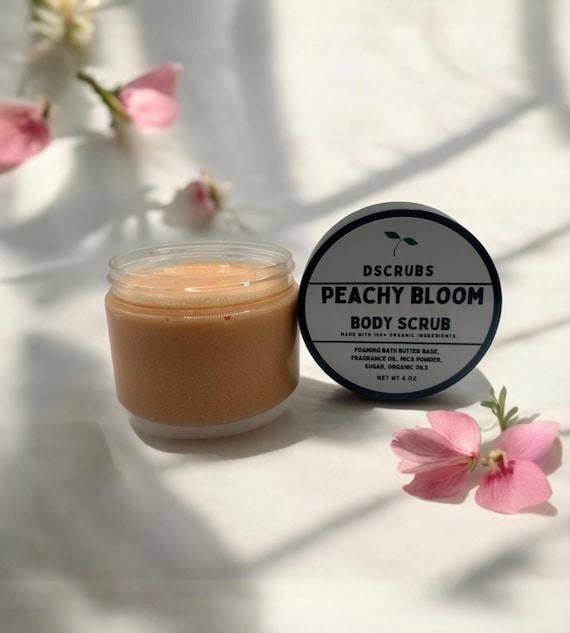 White Peach & Hibiscus Sugar Scrub: Exfoliating, Moisturizing Skincare