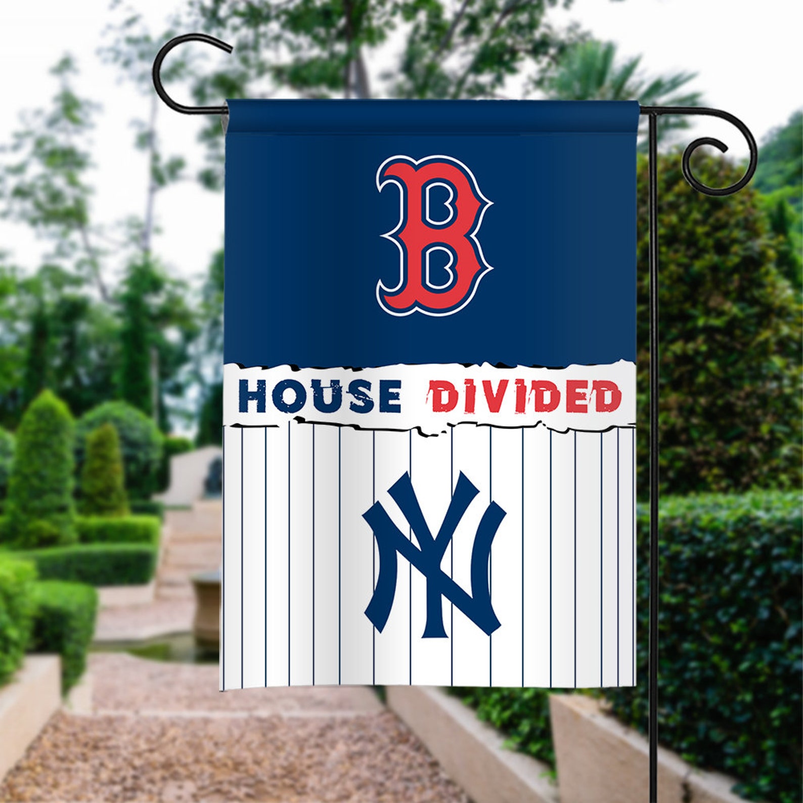 Boston Red Sox vs New York Yankees House Divided Garden Flag Etsy