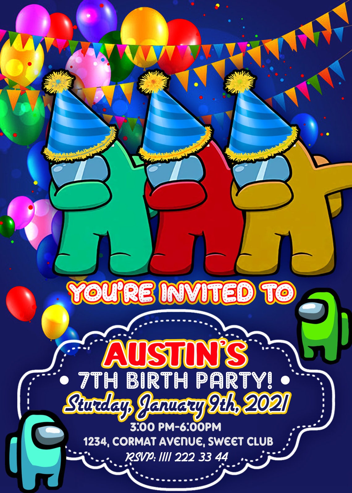 Among Us Birthday Invitation
