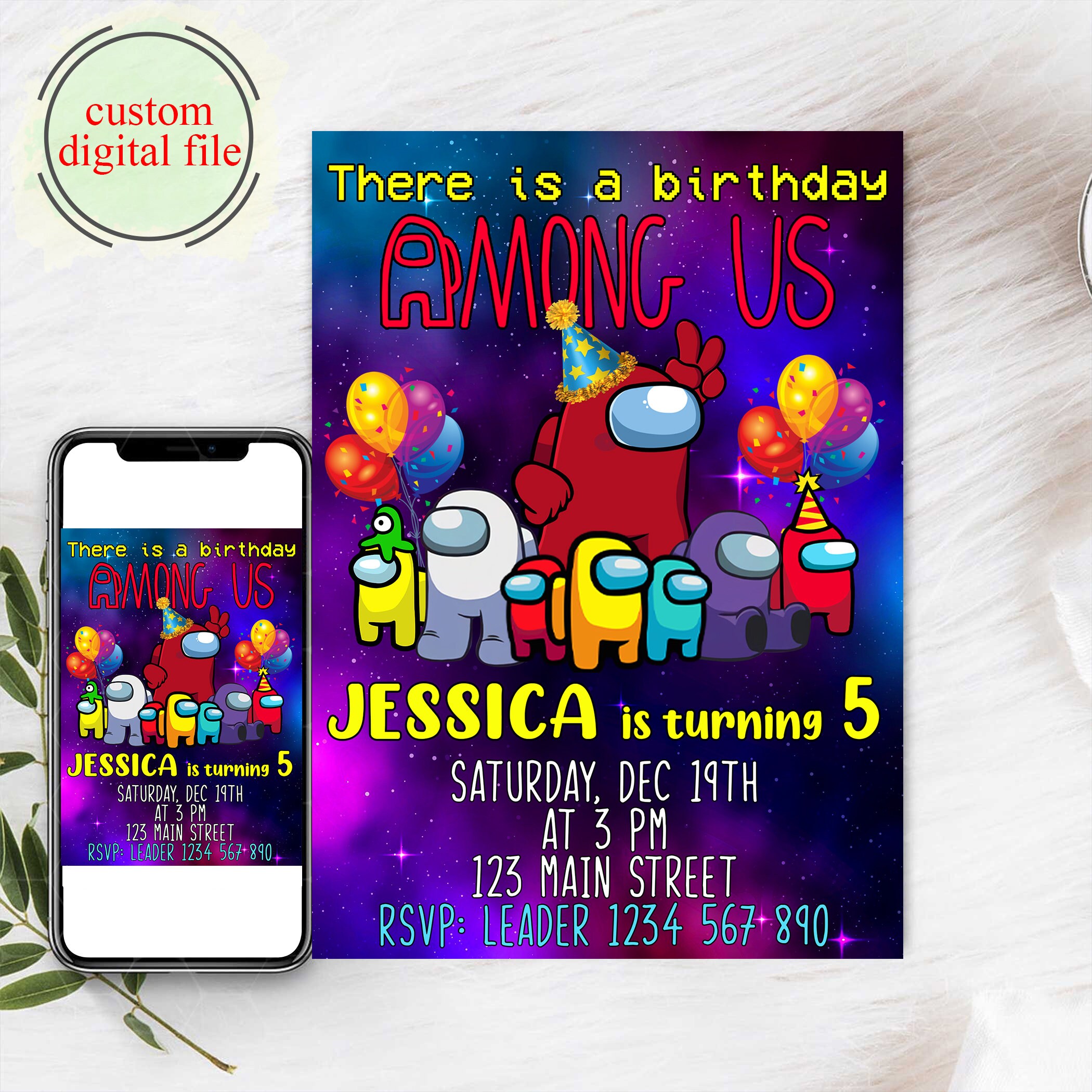 There is a birthday among us among us birthday invitation etsy