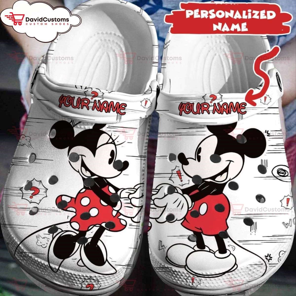 Disney Fantasies Made Real Personalized Mickey Minnie  3D Clog Shoes, Personalized Clogs