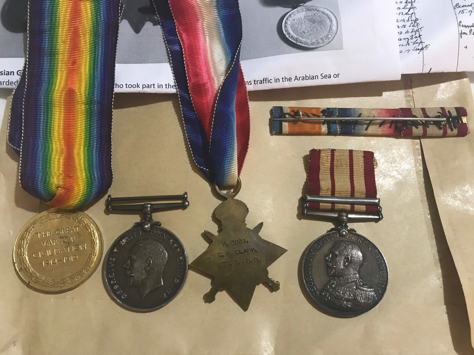First World War WWI Medals X 4 with Ribbon Bar Royal Navy Etsy