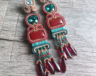 Long soutache earrings, GloriaHMjewelry