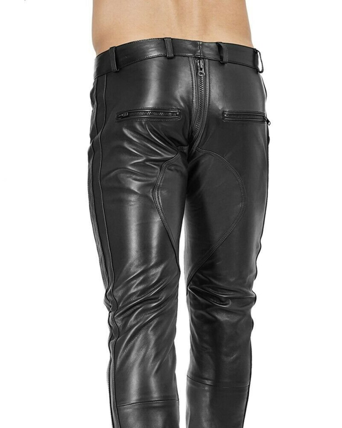 Moon Gay Zip Leather Pants / Aniline Cowhide Smooth Motorbike | Etsy