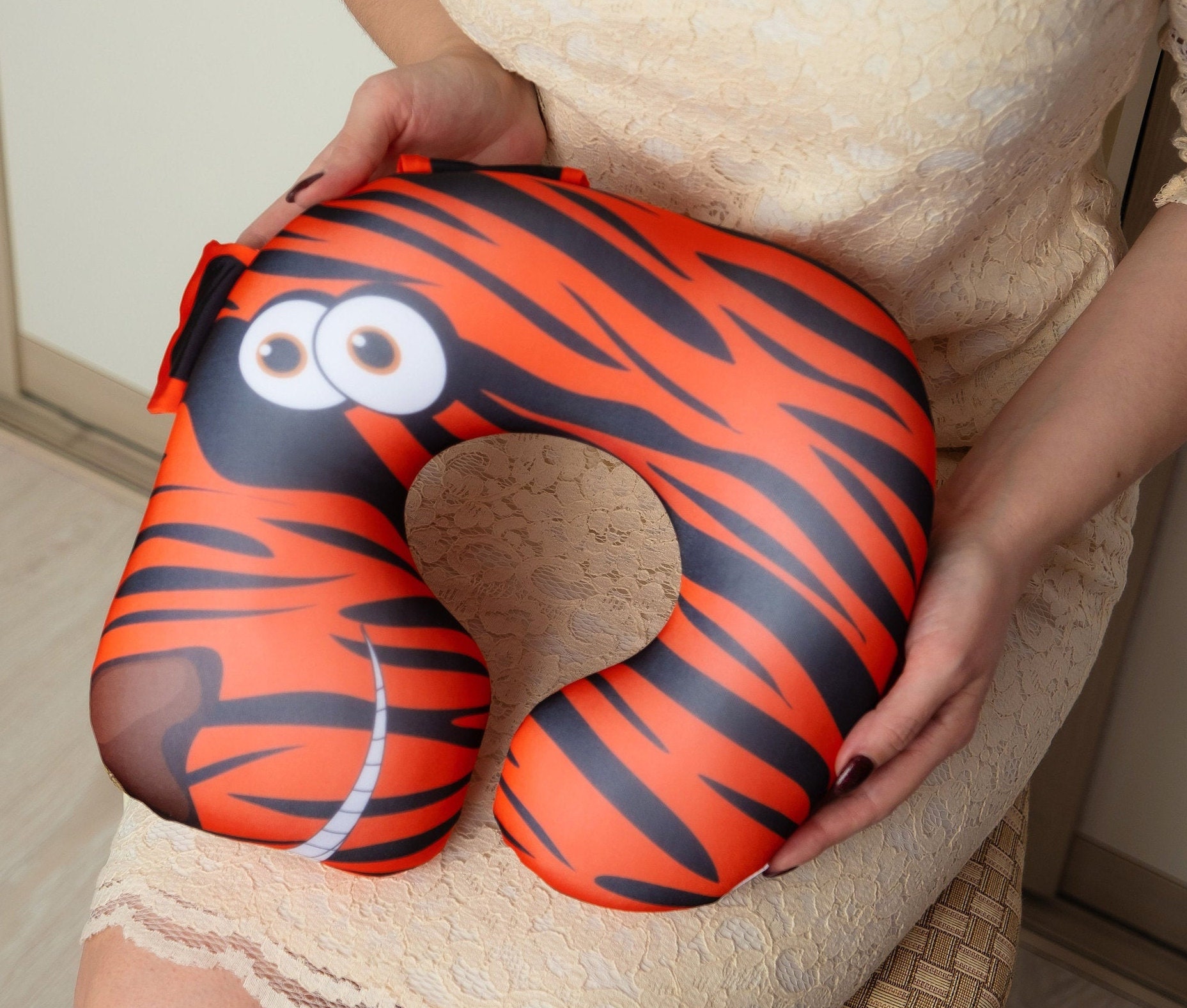 Handmade neck pillow / Tiger neck pillow / Neck pillows for Etsy