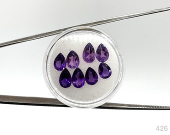 8 peras de amatista natural facetadas (color y tamaño ligeramente variados)