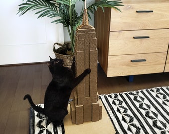 New York City Building Cat Scratching Post, Recycled Cardboard Cat Scratcher, Kitty Skyscraper Architecture, Unique Fun Gift for Cat Lovers