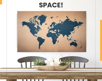 Large World map canvas print World Map wall art Travel map Large canvas art World Map print Travel gift Living room decor