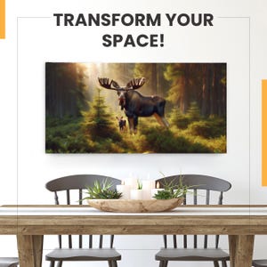 moose nursery - huge wall art- moose canvas - moose wall art - moose wall decor - moose gifts - pine forest art - moose poster -moose print