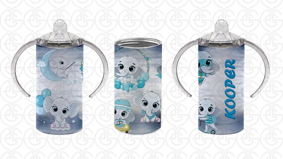 Straight Sippy Cup Sublimation File, baby elephant, boy sippy cup, sublimation sippy cup, Sublimation PNG