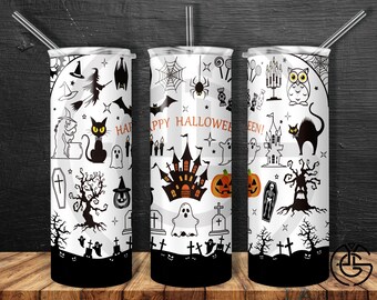Halloween tumbler, spider web, bat, holiday tumbler, 20oz fall tumbler, 15oz fall tumbler, fall inspired