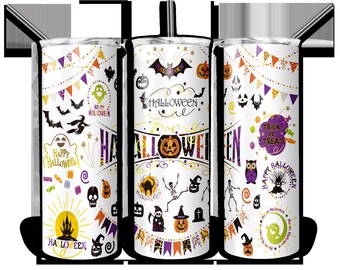 Happy Halloween tumbler, spider web, bat, holiday tumbler, 20oz fall tumbler, 15oz fall tumbler, fall inspired