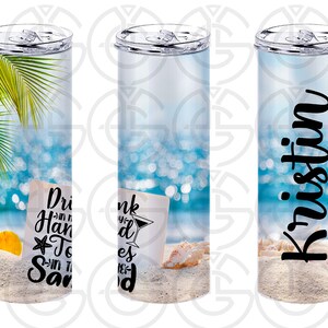 Beach Tumbler  Sublimation PNG files Tempered and Straight + Tumblers Mock-ups