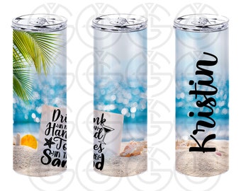 Beach Tumbler  Sublimation PNG files Tempered and Straight + Tumblers Mock-ups