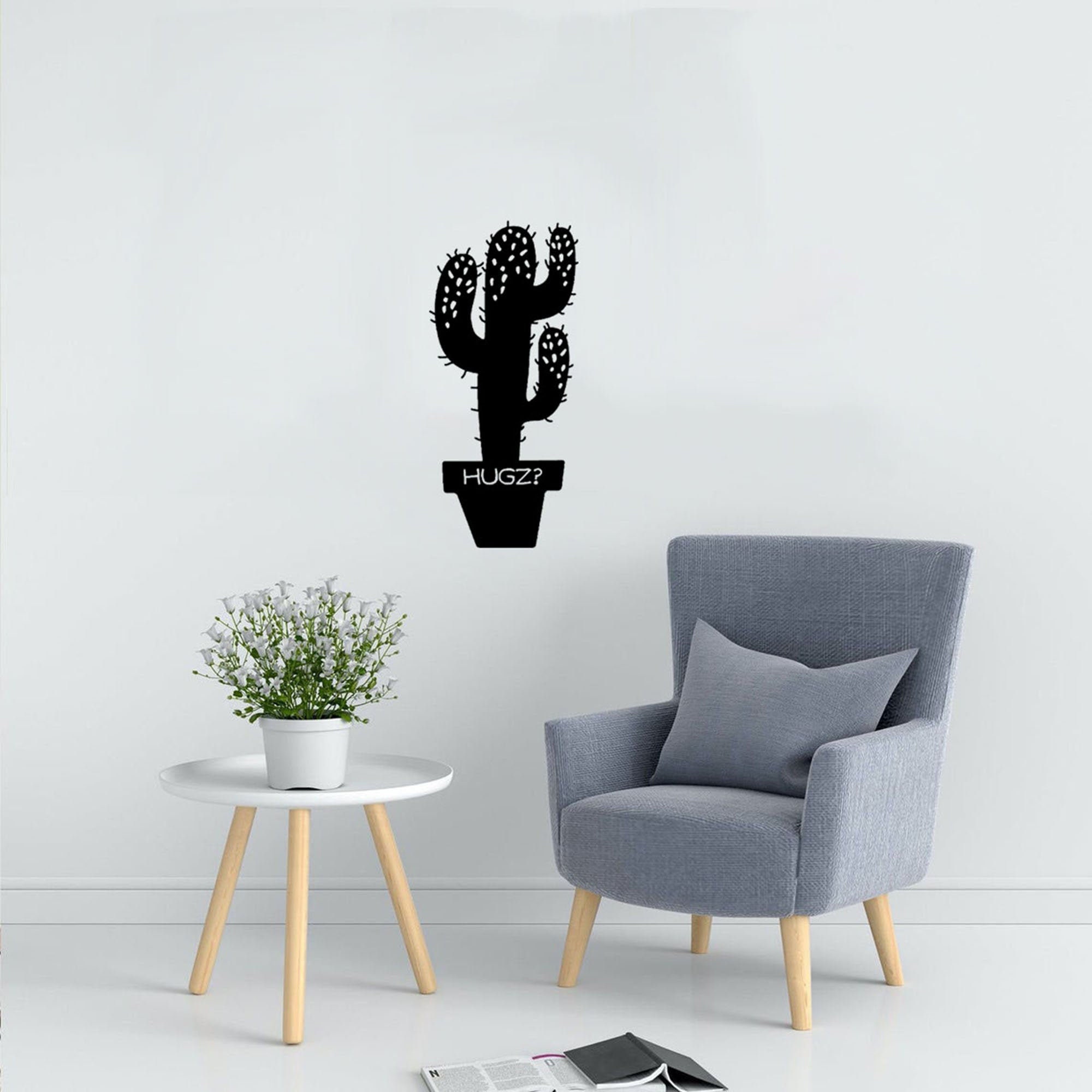 Cactus | 23 X 49 cm Décoration Murale en Métal Noir