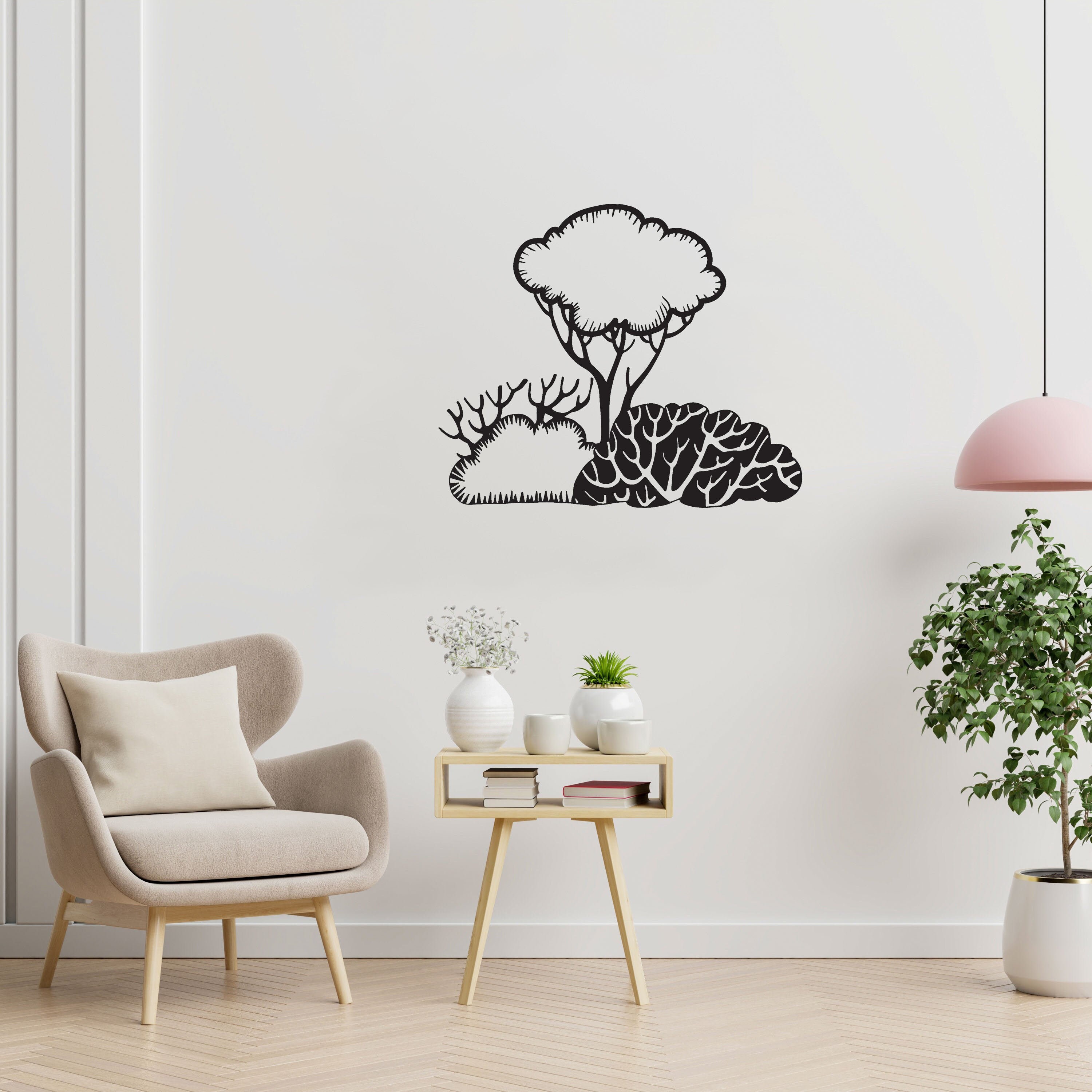 Décoration Murale en Métal - Art Décoration Intérieure Wall Decor Déco Mural Noir, Buisson | 55 X 46