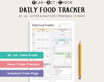 Daily Food Tracker Printable: Undated Journal (Digital PDF)